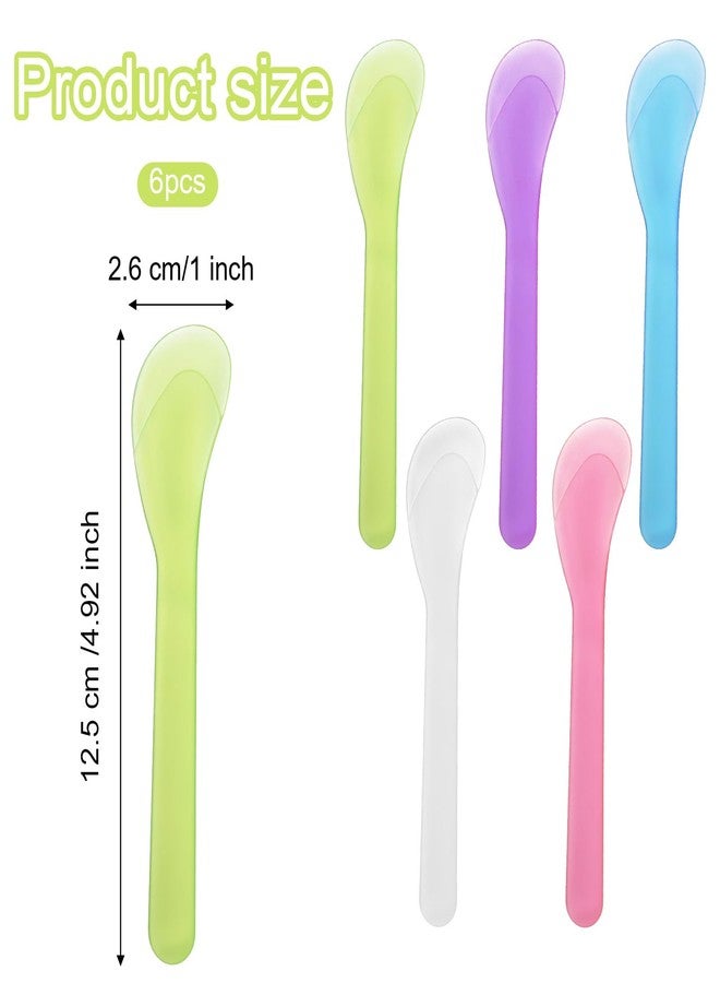 Hariendny 6Pcs 5inch Makeup Scoops 5 Color Plastic Beauty Spoon Facial Cream Brush Cosmetic Spatula Mask Mixing Spoon Reusable Facial Skin Care Tools for Lotions Moisturizers DIY Cream Mixing and Sampling - Image 2
